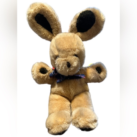 (NWOT)Small Brown Bunny 🐰 With Blue Bow Tie - Picture 2 of 4